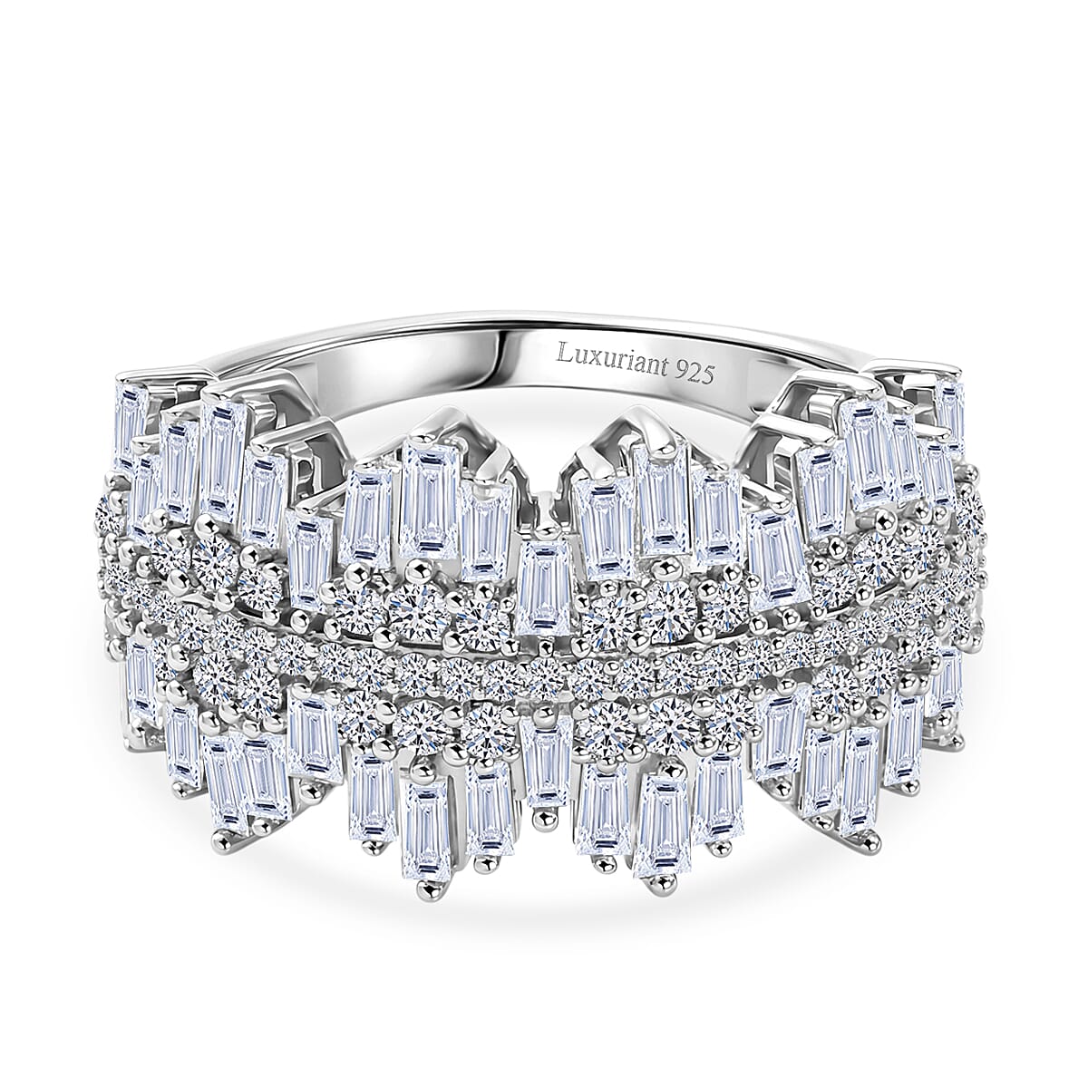 Luxuriant - Lab Grown Diamond (SI-G-H) Cluster Ring in Rhodium Overlay Sterling Silver 1.50 Ct. 8550122 0
