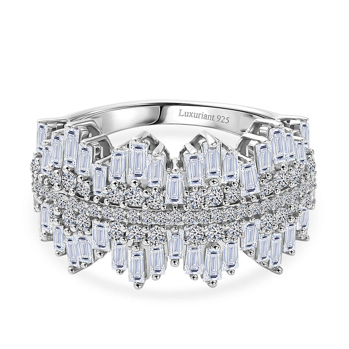Luxuriant - Lab Grown Diamond (SI-G-H) Cluster Ring in Rhodium Overlay Sterling Silver 1.50 Ct. 8550122 1