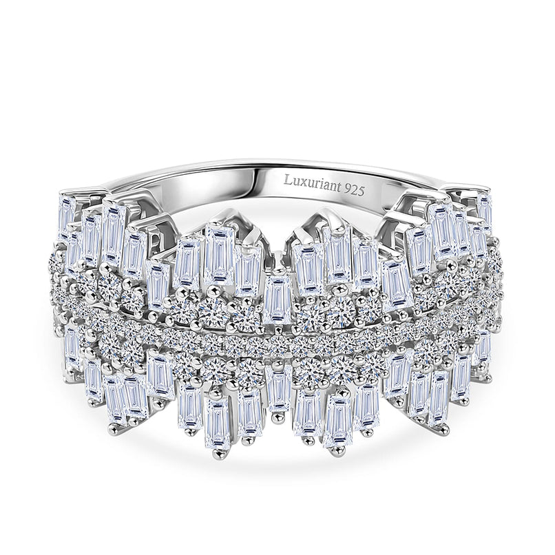 Luxuriant - Lab Grown Diamond (SI-G-H) Cluster Ring in Rhodium Overlay Sterling Silver 1.50 Ct.