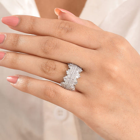 Luxuriant - Lab Grown Diamond (SI-G-H) Cluster Ring in Rhodium Overlay Sterling Silver 1.50 Ct. 8550122 2