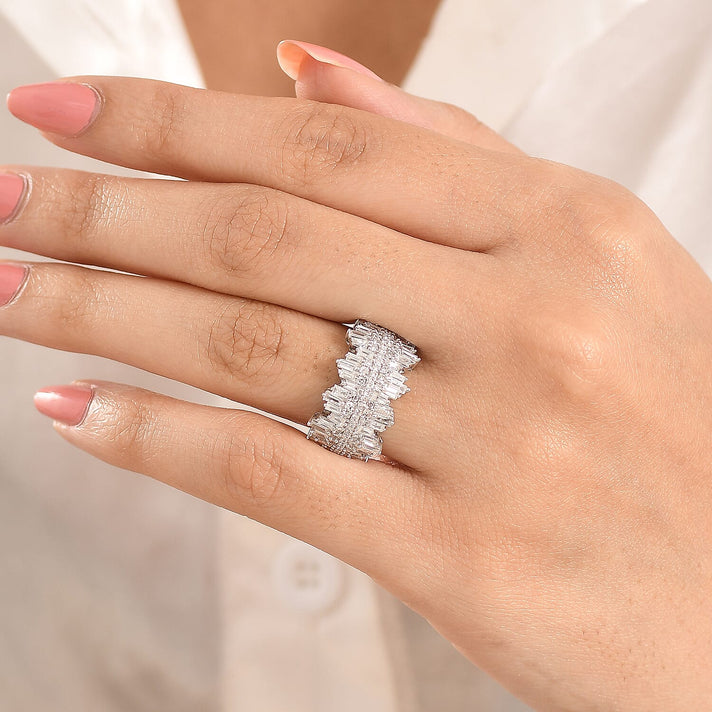 Luxuriant - Lab Grown Diamond (SI-G-H) Cluster Ring in Rhodium Overlay Sterling Silver 1.50 Ct. 8550122 2