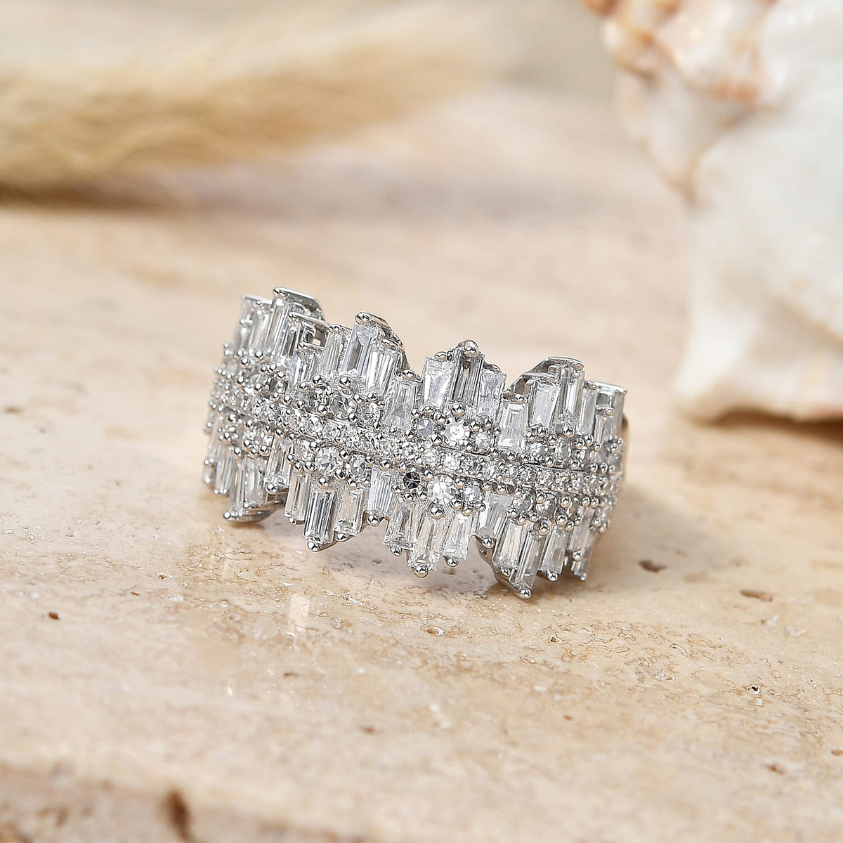 Luxuriant - Lab Grown Diamond (SI-G-H) Cluster Ring in Rhodium Overlay Sterling Silver 1.50 Ct. 8550122 3