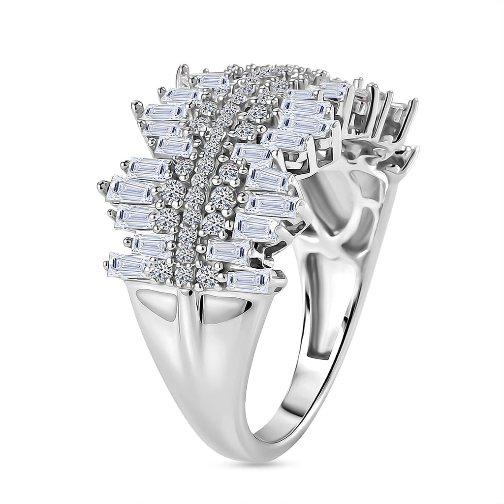 Luxuriant - Lab Grown Diamond (SI-G-H) Cluster Ring in Rhodium Overlay Sterling Silver 1.50 Ct.