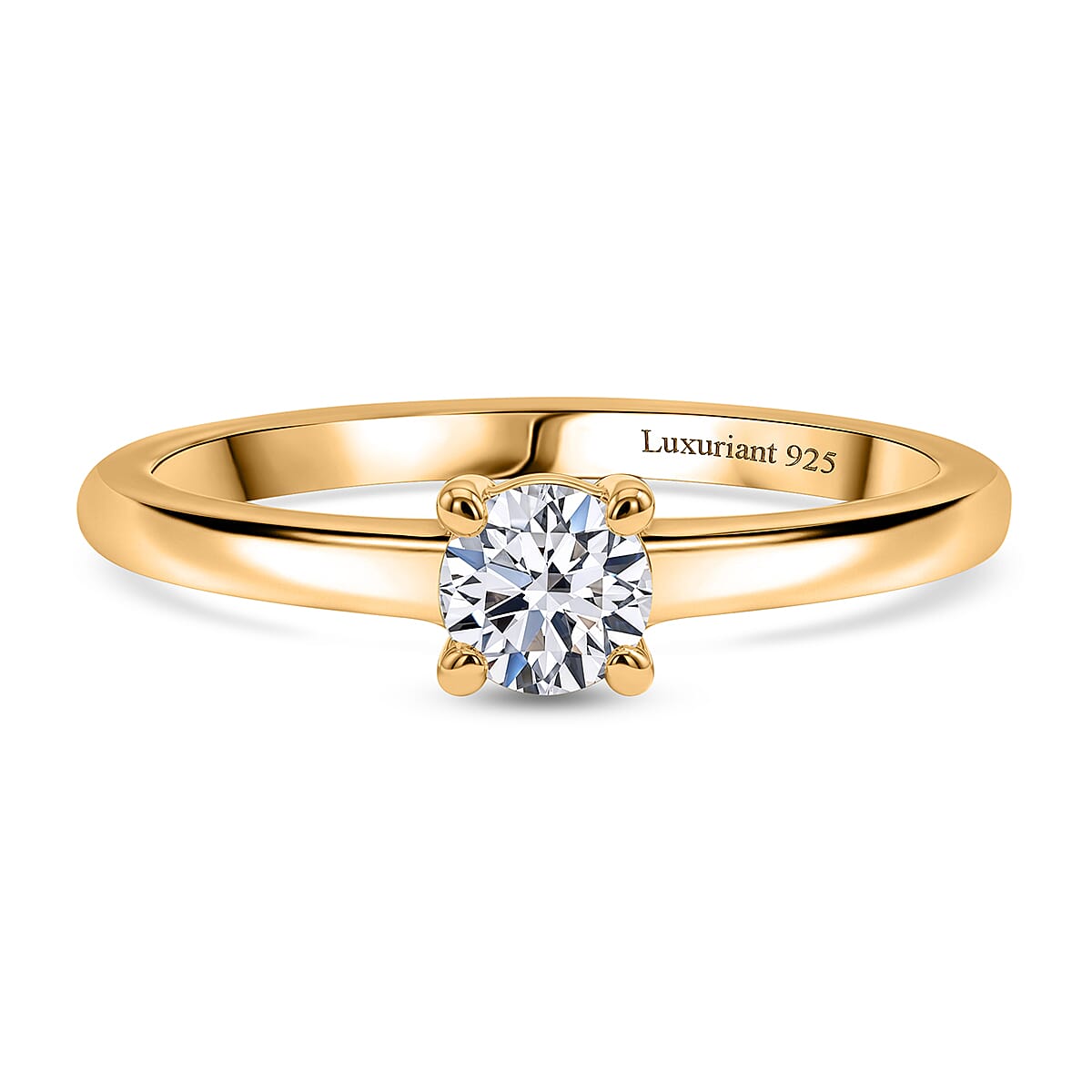 LUXURIANT Lab Grown Diamond Solitaire Ring in 18K Vermeil Yellow Gold Plated Sterling Silver (SI-G-H) 8532211 0