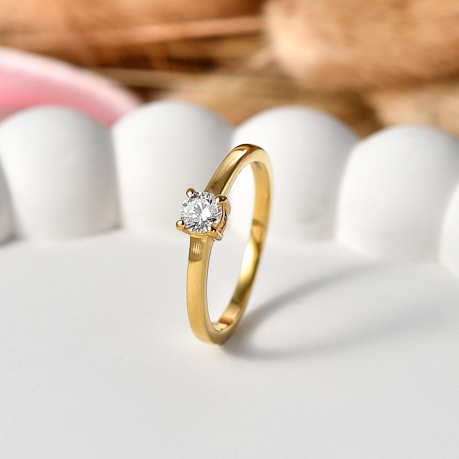 LUXURIANT Lab Grown Diamond Solitaire Ring in 18K Vermeil Yellow Gold Plated Sterling Silver (SI-G-H) 8532211 3