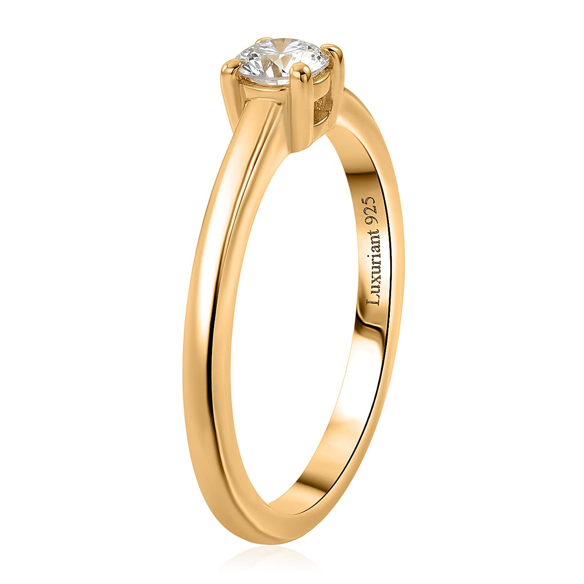 LUXURIANT Lab Grown Diamond Solitaire Ring in 18K Vermeil Yellow Gold Plated Sterling Silver (SI-G-H) 8532211 4