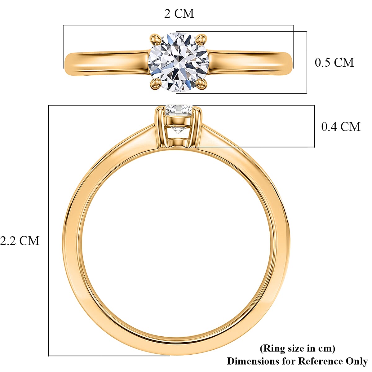 LUXURIANT Lab Grown Diamond Solitaire Ring in 18K Vermeil Yellow Gold Plated Sterling Silver (SI-G-H) 8532211 6