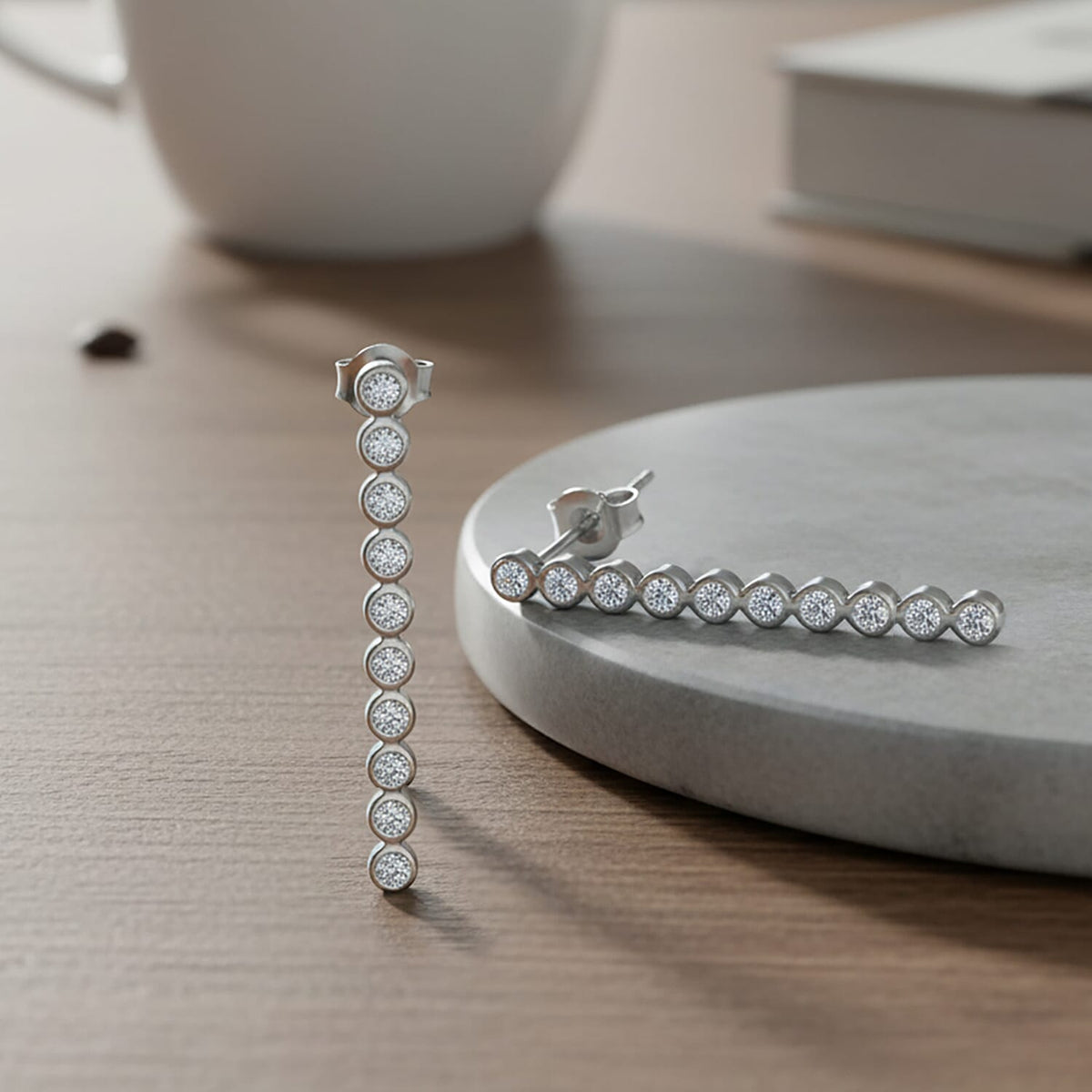 LUXURIANT 0.50 Ct. Lab Grown Diamond Dangling Earring with Push Back in Rhodium Overlay Sterling Silver (SI-GH) 8276810 2