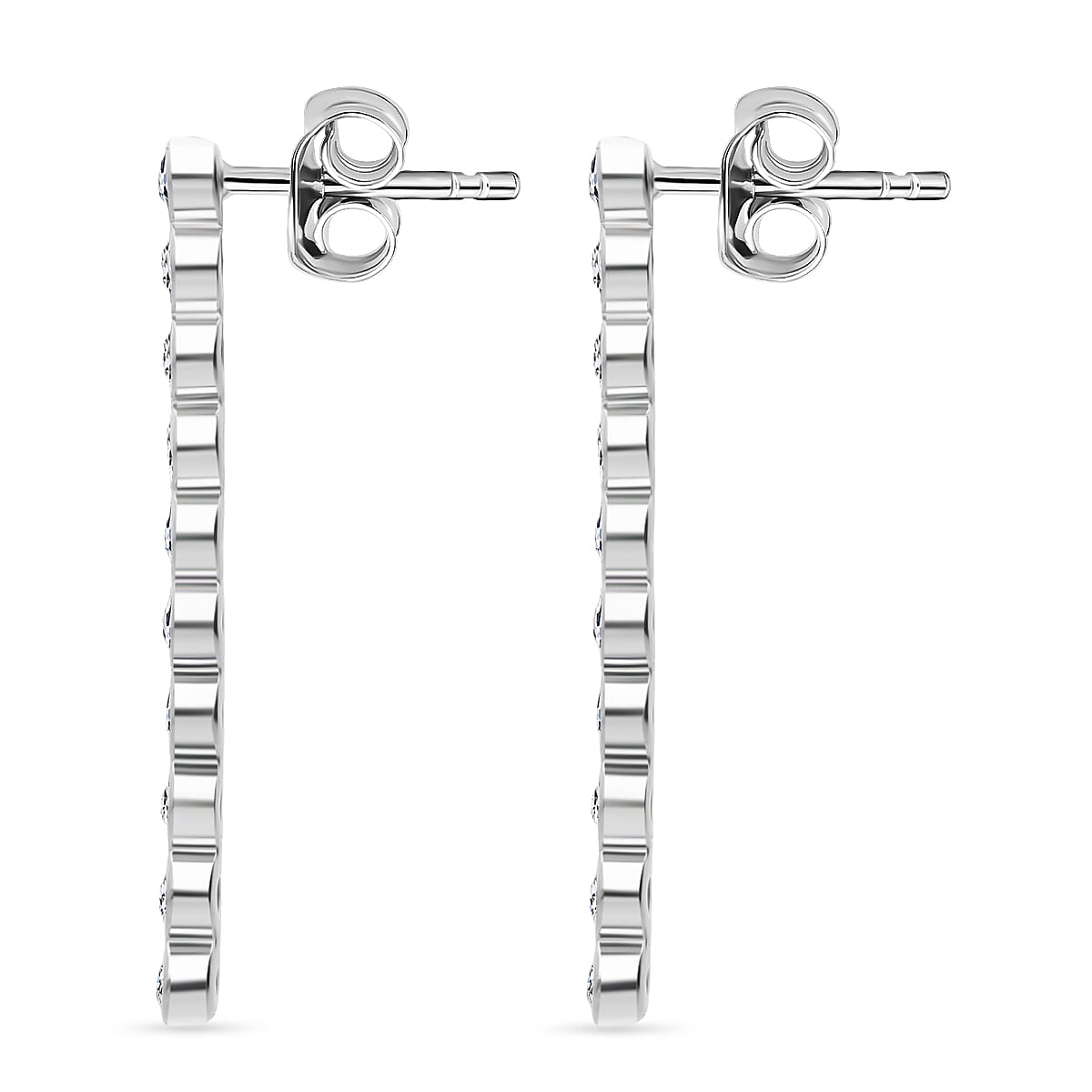 LUXURIANT 0.50 Ct. Lab Grown Diamond Dangling Earring with Push Back in Rhodium Overlay Sterling Silver (SI-GH) 8276810 4