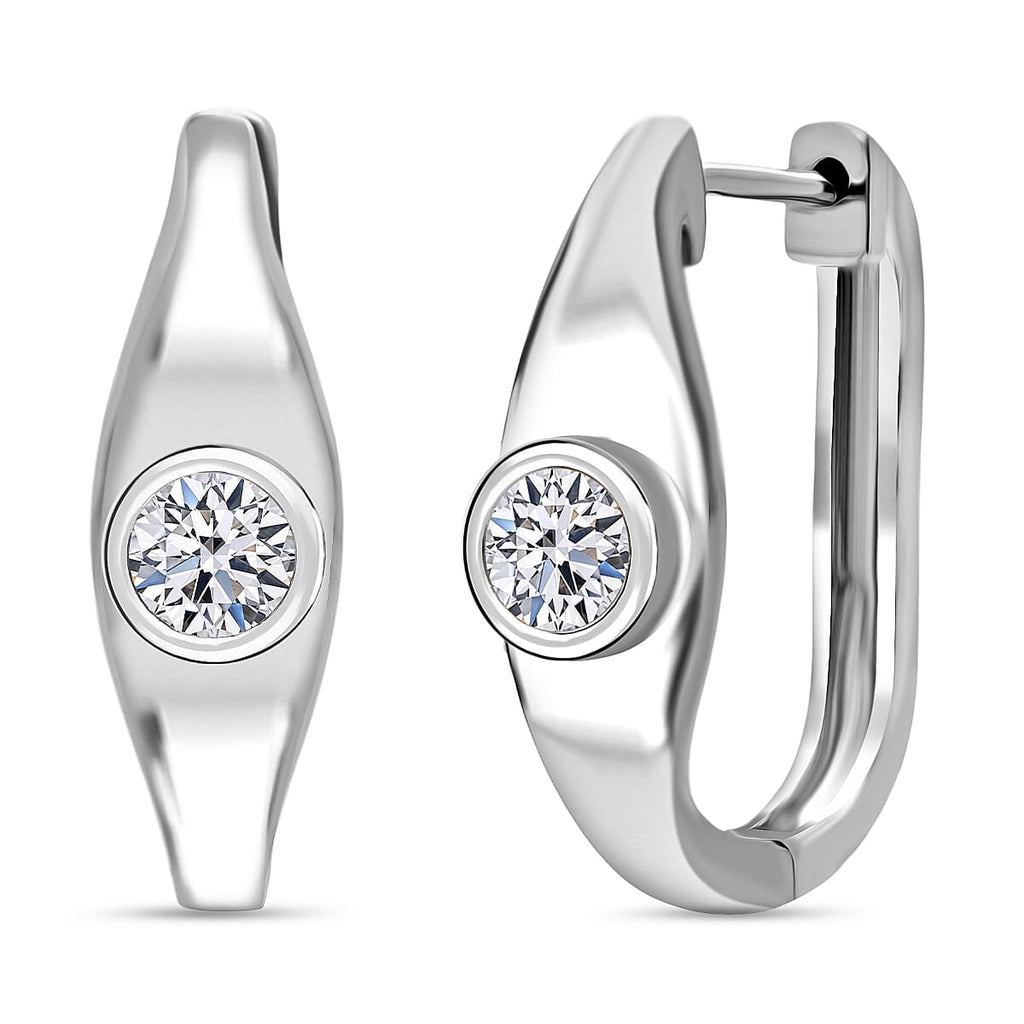 Luxuriant Lab Grown Diamond (SI-GH) Hoop Earring in Rhodium Overlay Sterling Silver 0.50 Ct.