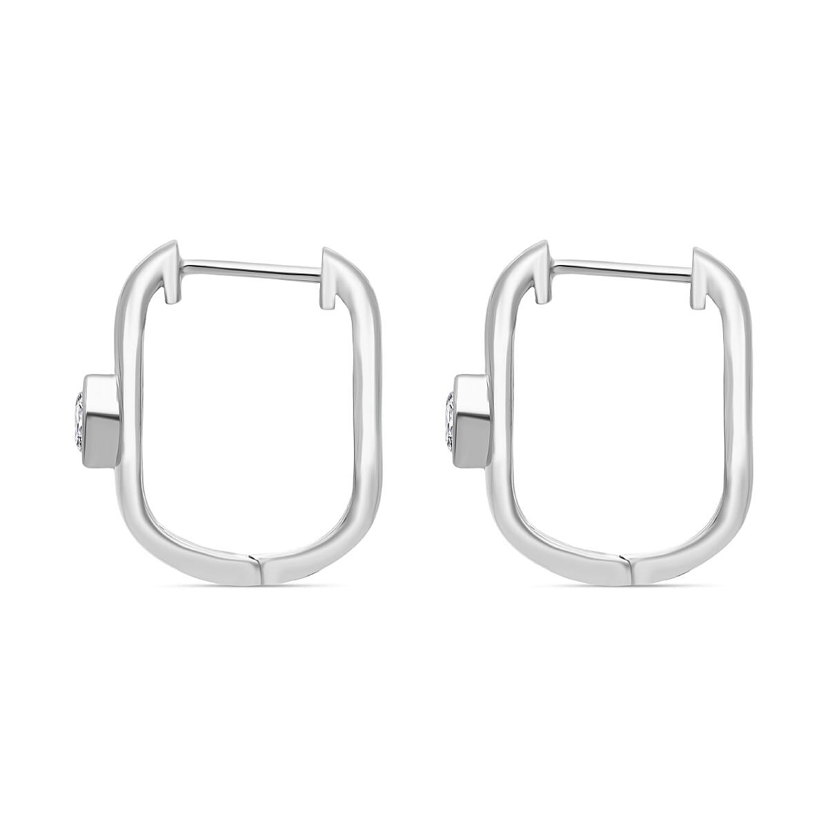 LUXURIANT 0.5 Ct. Lab Grown Diamond Solitaire Hoop Earring in Rhodium Overlay Sterling Silver (SI-GH) 8279576 3