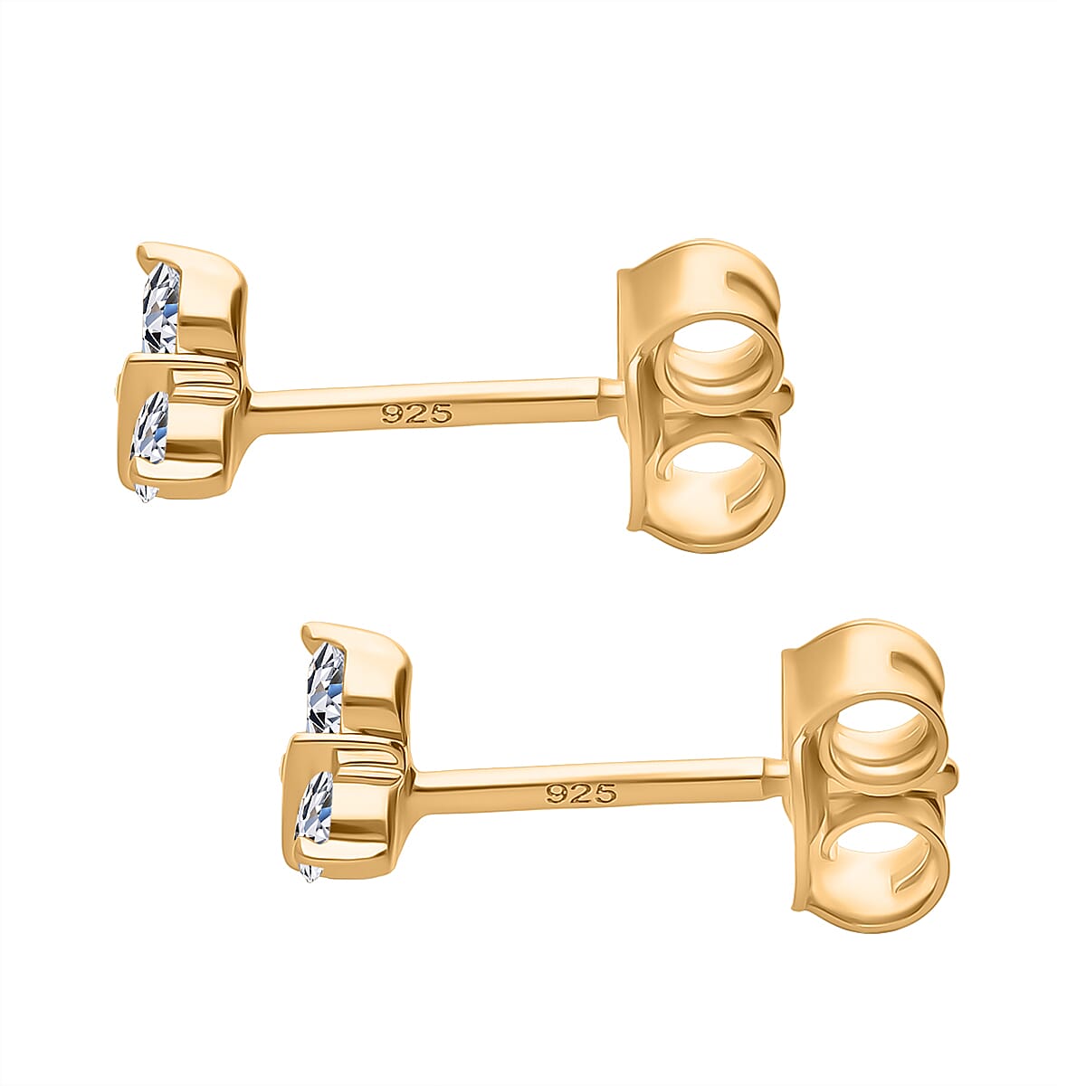 LUXURIANT 0.25 Ct. Lab Grown Diamond Trilogy Earrings in 18K Vermeil Yellow Gold Plated Sterling Silver 8301885 3
