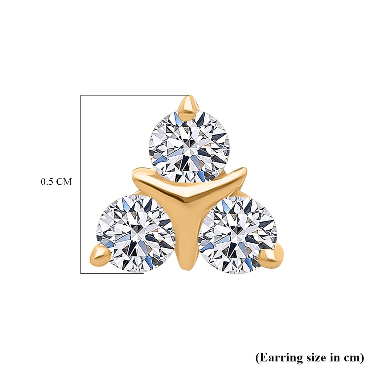 LUXURIANT 0.25 Ct. Lab Grown Diamond Trilogy Earrings in 18K Vermeil Yellow Gold Plated Sterling Silver 8301885 4