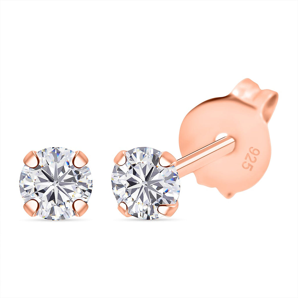 Luxuriant Lab Grown Diamond (SI-GH) Earring with Push Back in Rose Gold Plated Sterling Silver 0.25 Ct.