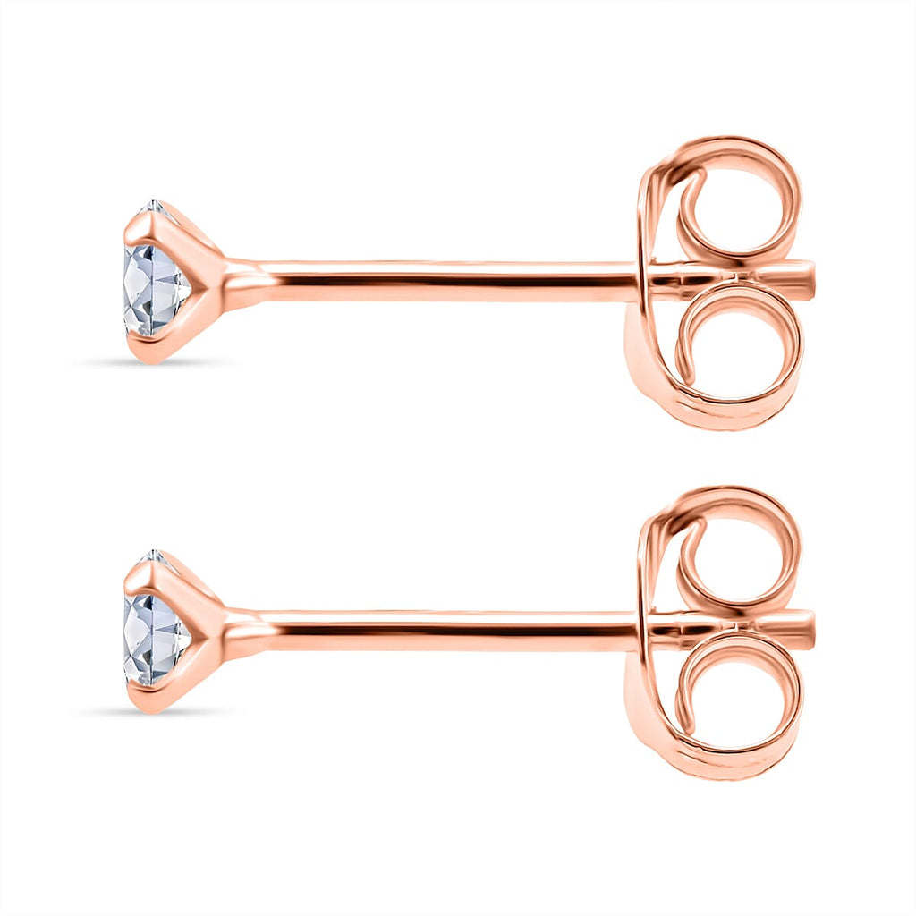 Luxuriant Lab Grown Diamond (SI-GH) Earring with Push Back in Rose Gold Plated Sterling Silver 0.25 Ct.
