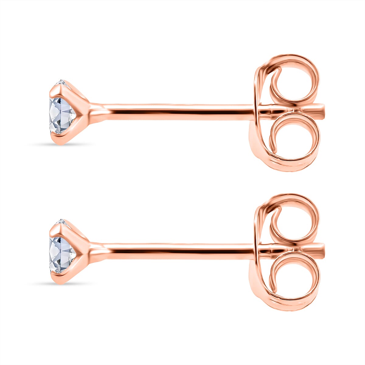 LUXURIANT Lab Grown Diamond Solitaire Stud Earring with Push Back in Rose Gold Plated Sterling Silver (SI-GH) 8273369 3