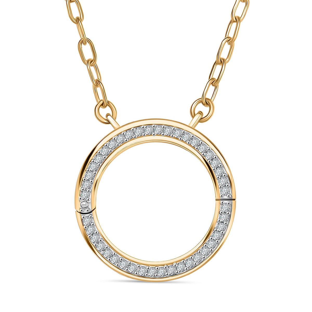 LUXURIANT Lab Grown Diamond (SI-GH) Openable Circle Pendant (Size - 20) in 18K Vermeil Yellow Gold Over Sterling Silver 8227555 0