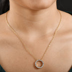 Luxuriant Lab Grown Diamond (SI-GH) Openable Circle Pendent (Size - 20) in 18K Vermeil Yellow Gold Sterling Silver 0.25Cts