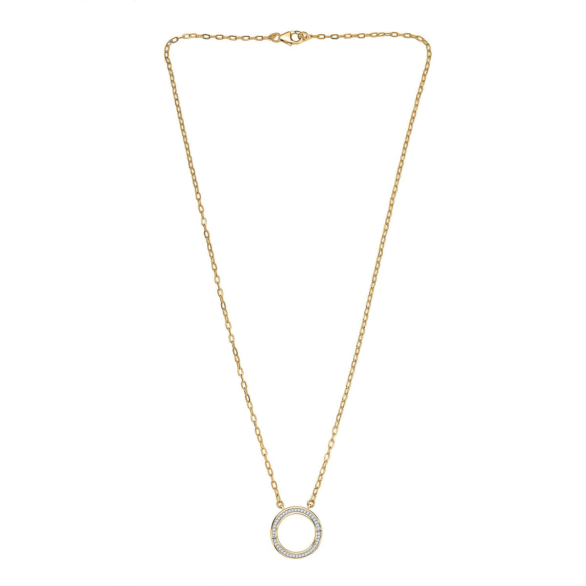 LUXURIANT Lab Grown Diamond (SI-GH) Openable Circle Pendant (Size - 20) in 18K Vermeil Yellow Gold Over Sterling Silver 8227555 4