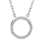 Luxuriant Lab Grown Diamond (SI-GH) Openable Circle Pendent (Size - 20) in Rhodium Overlay Sterling Silver 0.25Cts