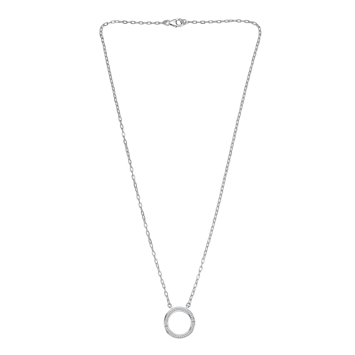 LUXURIANT Lab Grown Diamond (SI-GH) Openable Circle Pendant (Size - 20) in Rhodium Overlay Sterling Silver 8227554 4