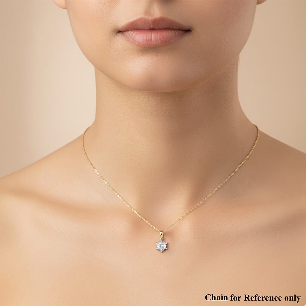 Black Friday Deal - Luxuriant Lab Grown Diamond (SI-GH) Pendant in 18K Vermeil Yellow Gold Plated Sterling Silver
