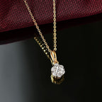 Luxuriant Lab Grown Diamond (SI-GH) Pendant with Chain (Size 20) with Pressure Set in 18K Vermeil Yellow Gold Plated Sterling Silver