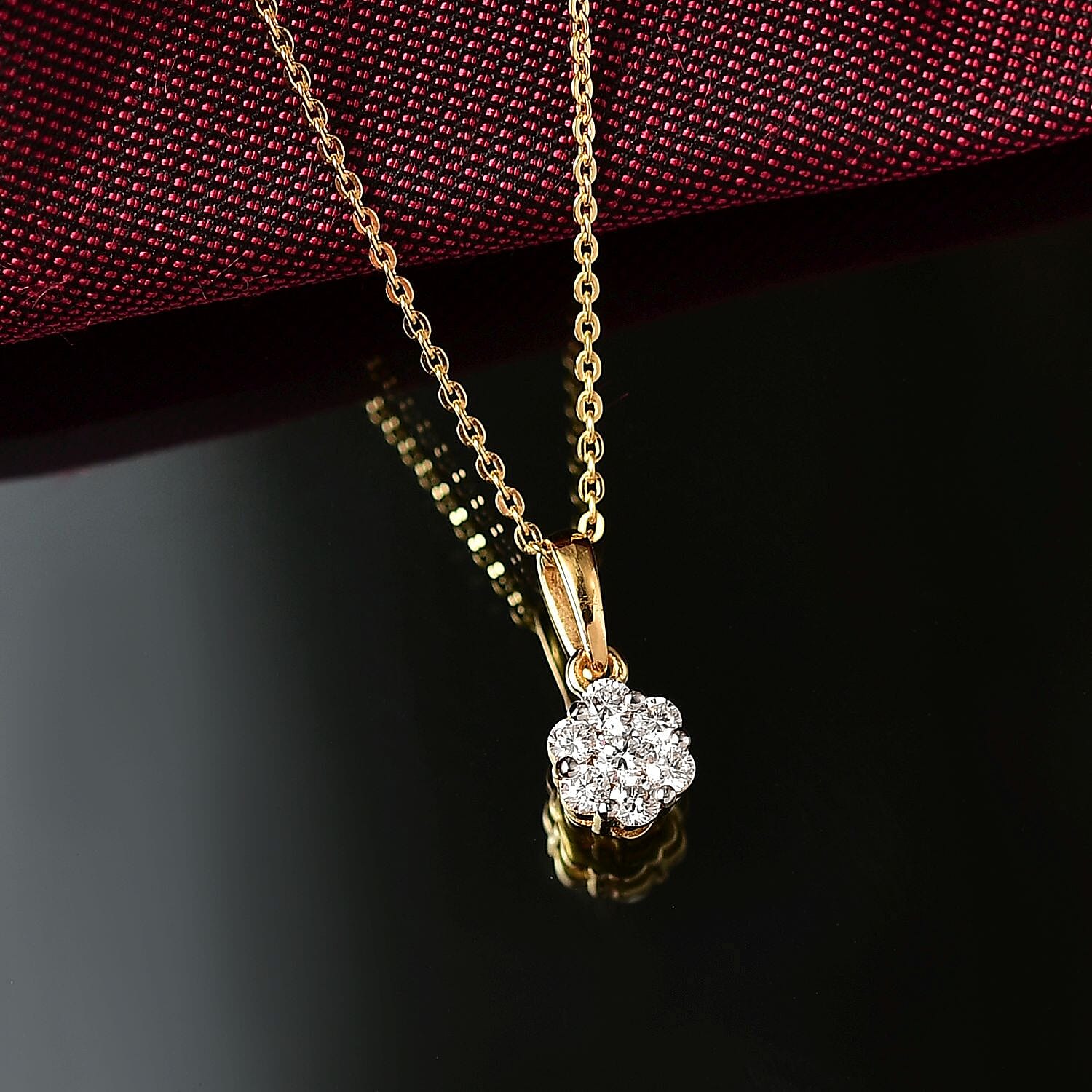 Luxuriant SI-GH Lab Grown Diamond Cluster Pendant with Chain in 18K Vermeil Yellow Gold Plated Sterling Silver 4409705 10