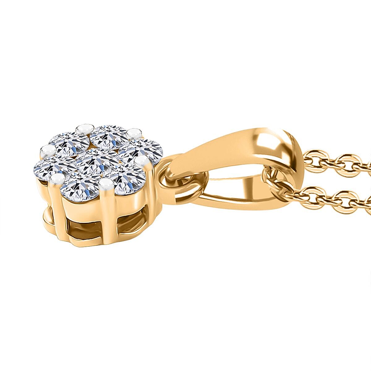 Luxuriant SI-GH Lab Grown Diamond Cluster Pendant with Chain in 18K Vermeil Yellow Gold Plated Sterling Silver 4409705 11