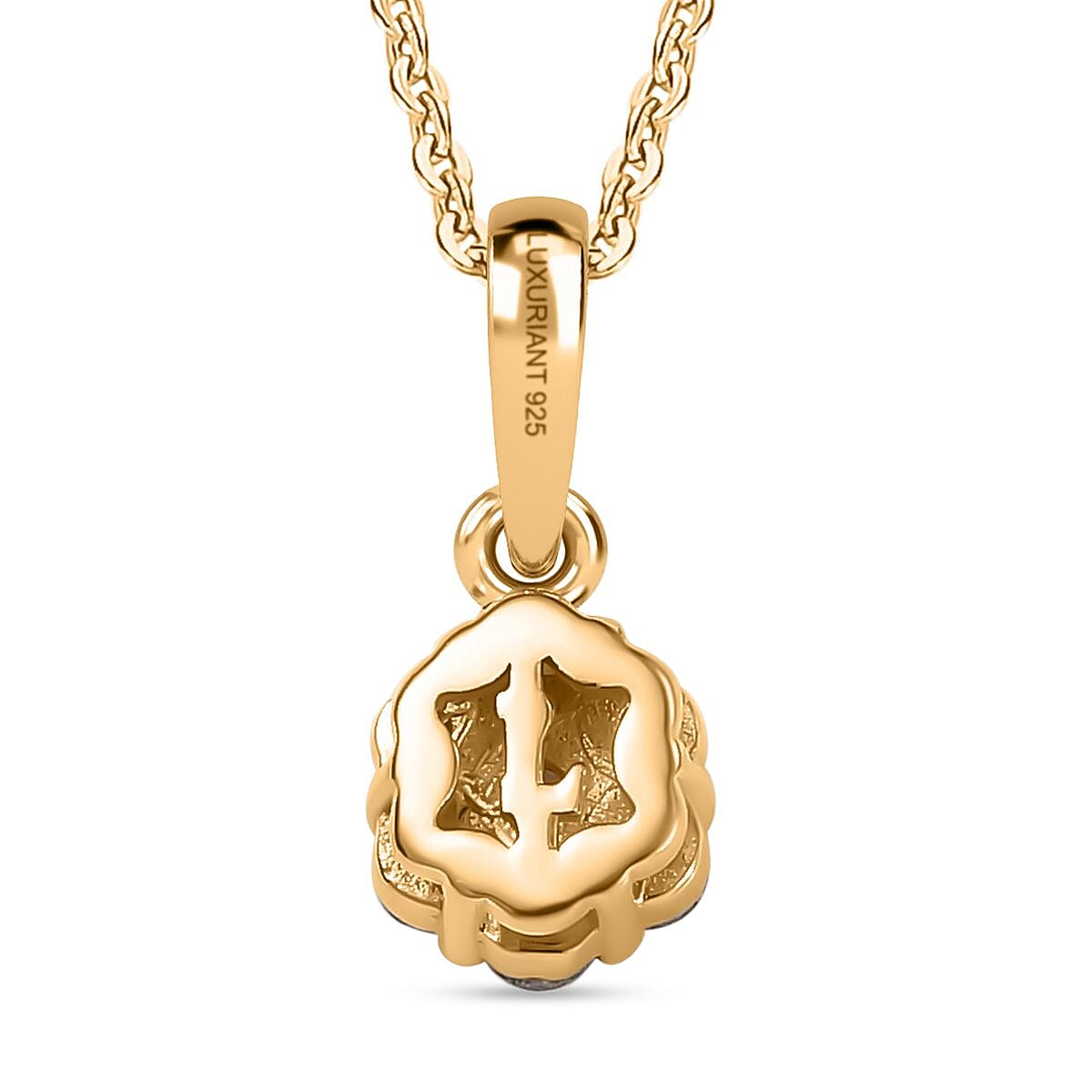 Luxuriant SI-GH Lab Grown Diamond Cluster Pendant with Chain in 18K Vermeil Yellow Gold Plated Sterling Silver 4409705 12