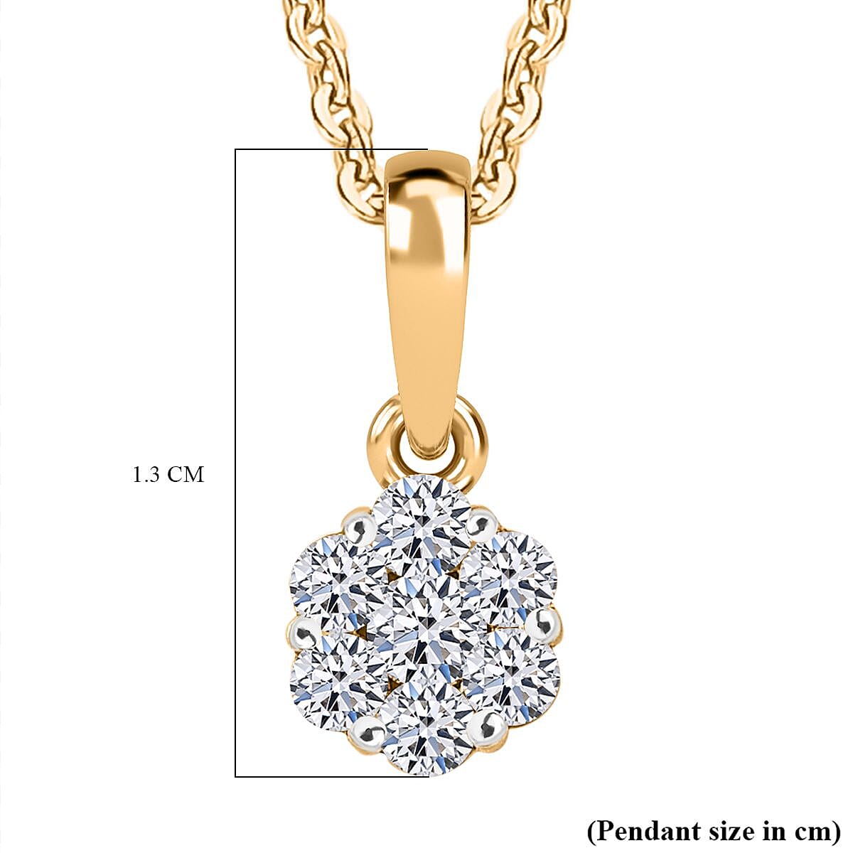 Luxuriant SI-GH Lab Grown Diamond Cluster Pendant with Chain in 18K Vermeil Yellow Gold Plated Sterling Silver 4409705 14