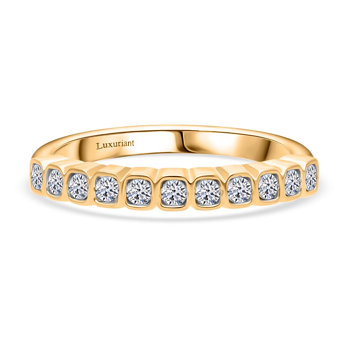 LUXURIANT 0.5 Ct. Lab Grown Diamond Band Ring in 18K Vermeil Yellow Gold Plated Sterling Silver 8313785 0