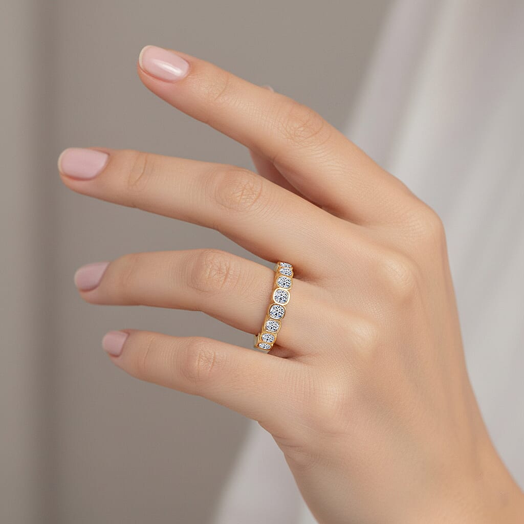 LUXURIANT 0.5 Ct. Lab Grown Diamond Band Ring in 18K Vermeil Yellow Gold Plated Sterling Silver 8313785 3