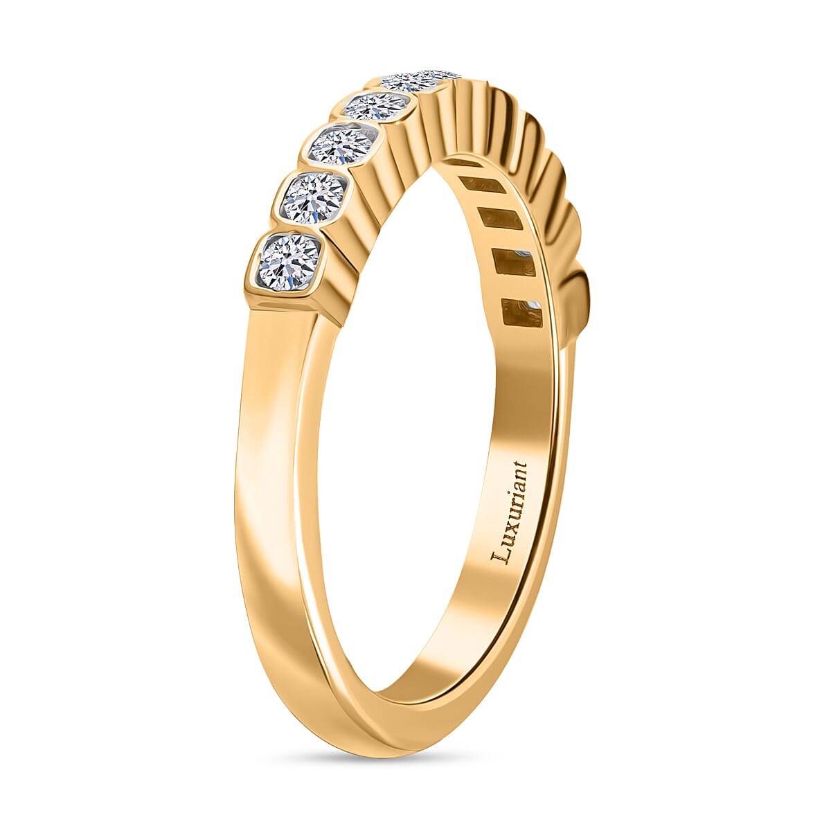 LUXURIANT 0.5 Ct. Lab Grown Diamond Band Ring in 18K Vermeil Yellow Gold Plated Sterling Silver 8313785 4