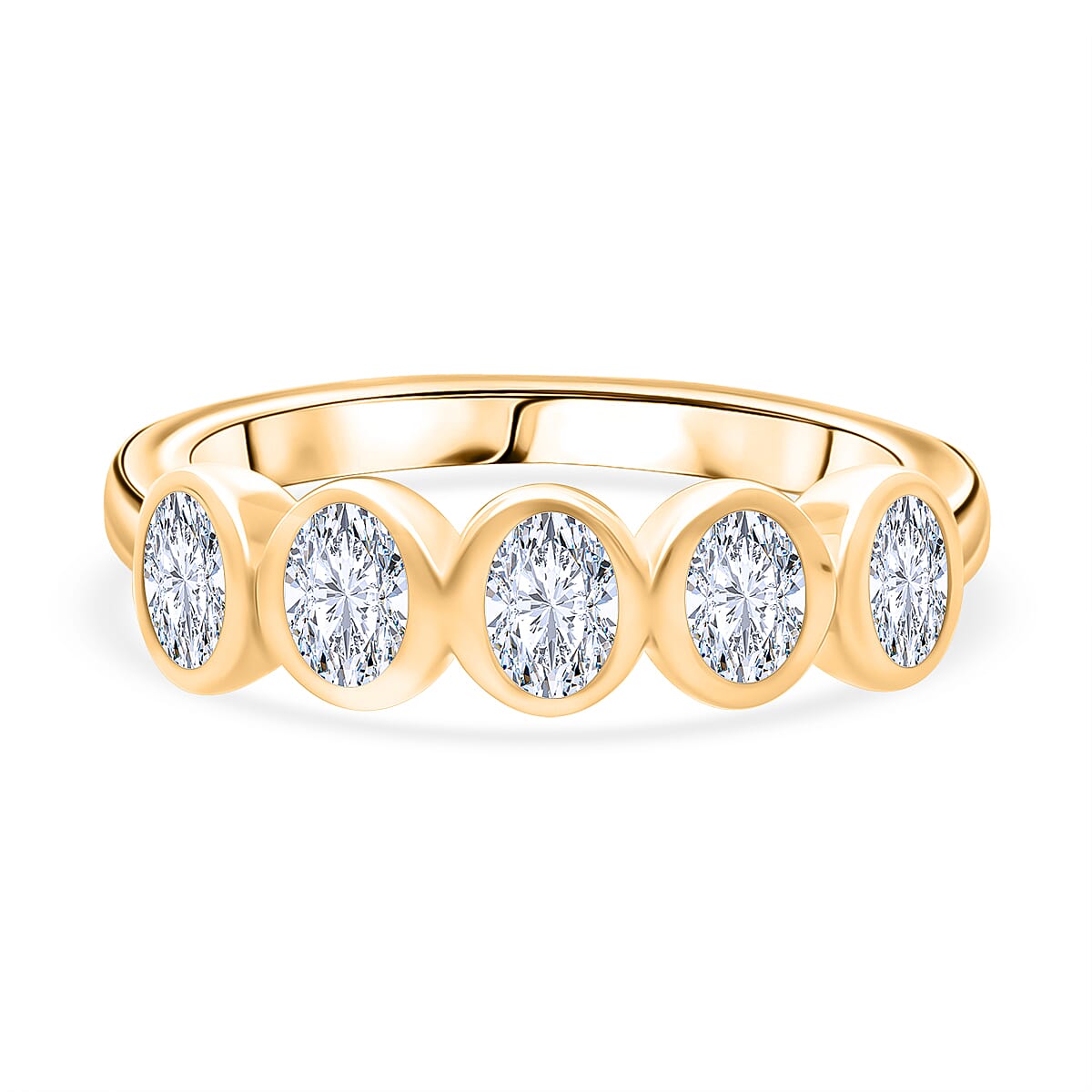LUXURIANT 1 Ct. Lab Grown Diamond 5 Stone (SI-GH) Ring in 18K Vermeil Yellow Gold Sterling Silver 8314043 0
