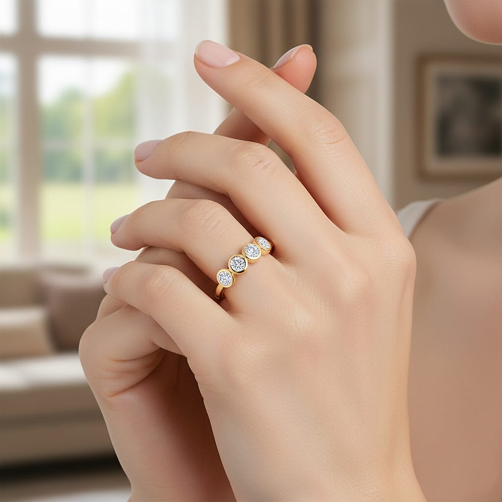LUXURIANT 1 Ct. Lab Grown Diamond 5 Stone (SI-GH) Ring in 18K Vermeil Yellow Gold Sterling Silver 8314043 3
