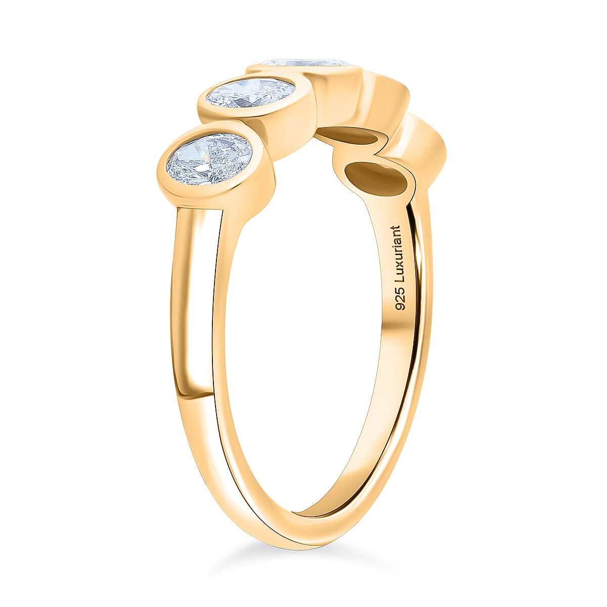 LUXURIANT 1 Ct. Lab Grown Diamond 5 Stone (SI-GH) Ring in 18K Vermeil Yellow Gold Sterling Silver 8314043 4
