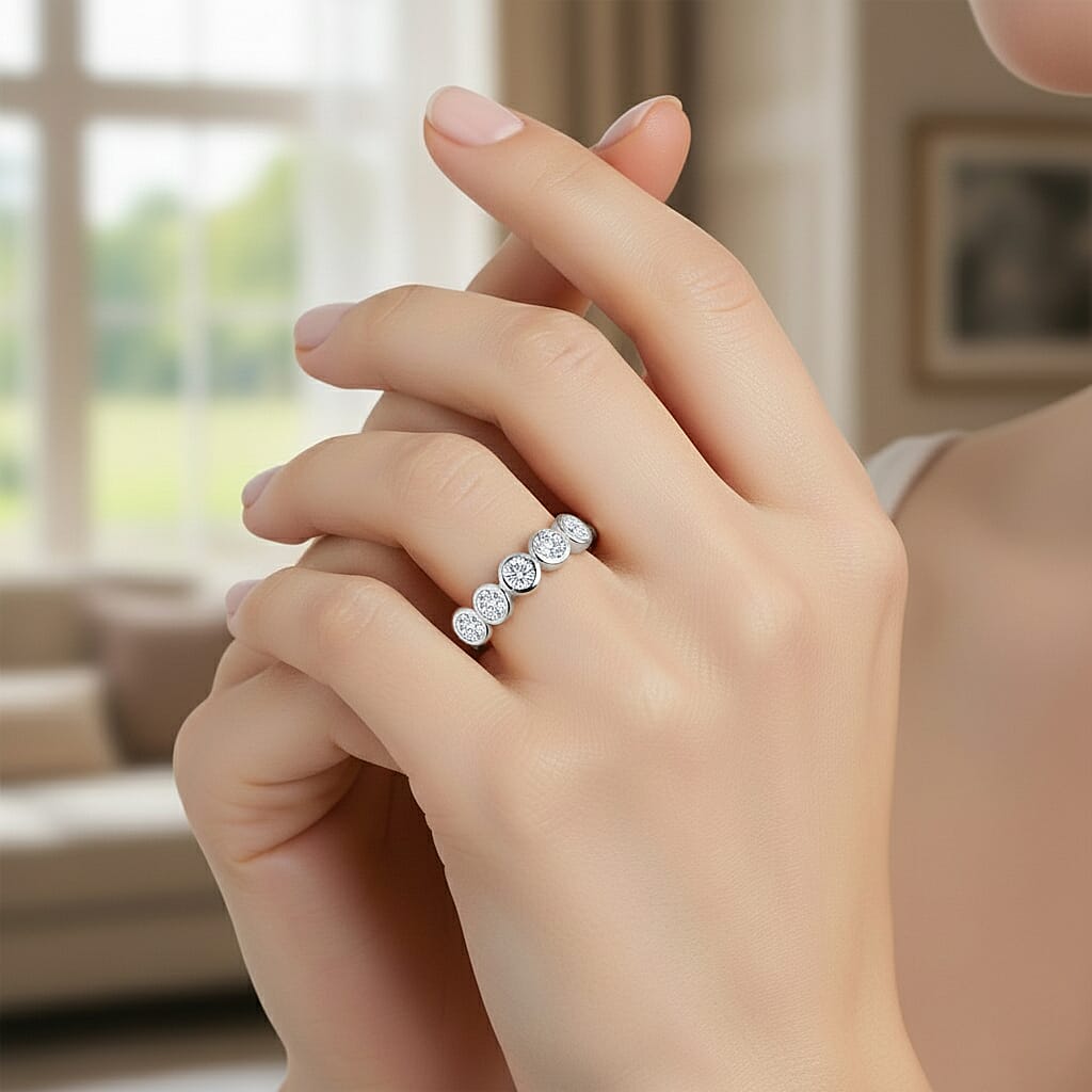 Luxuriant Lab Grown Diamond (SI-GH) Ring in Rhodium Overlay Sterling Silver 1.00 Ct.