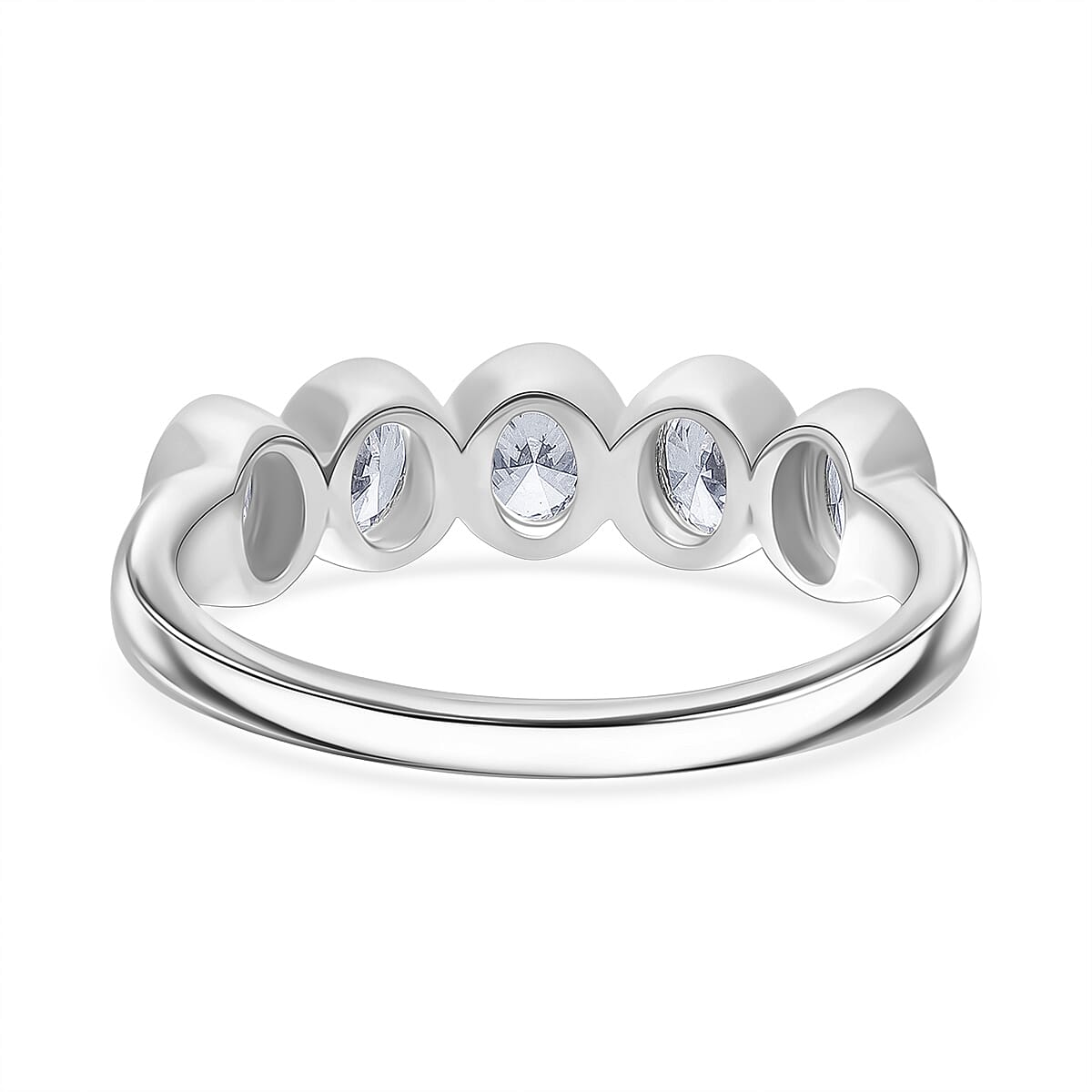 LUXURIANT 1 Ct. Lab Grown Diamond SI G-H 5 Stone Ring in Rhodium Overlay Sterling Silver 8314052 5