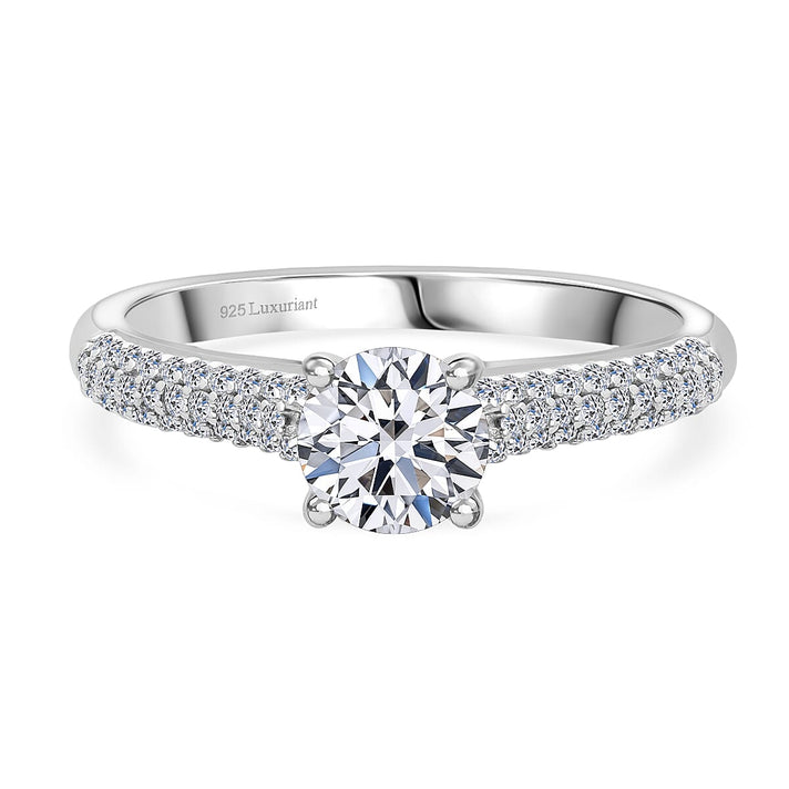 LUXURIANT 1 Ct. Lab Grown Diamond Solitaire Ring in Rhodium Overlay Sterling Silver 8343541 1