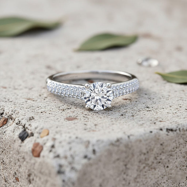 LUXURIANT 1 Ct. Lab Grown Diamond Solitaire Ring in Rhodium Overlay Sterling Silver 8343541 2