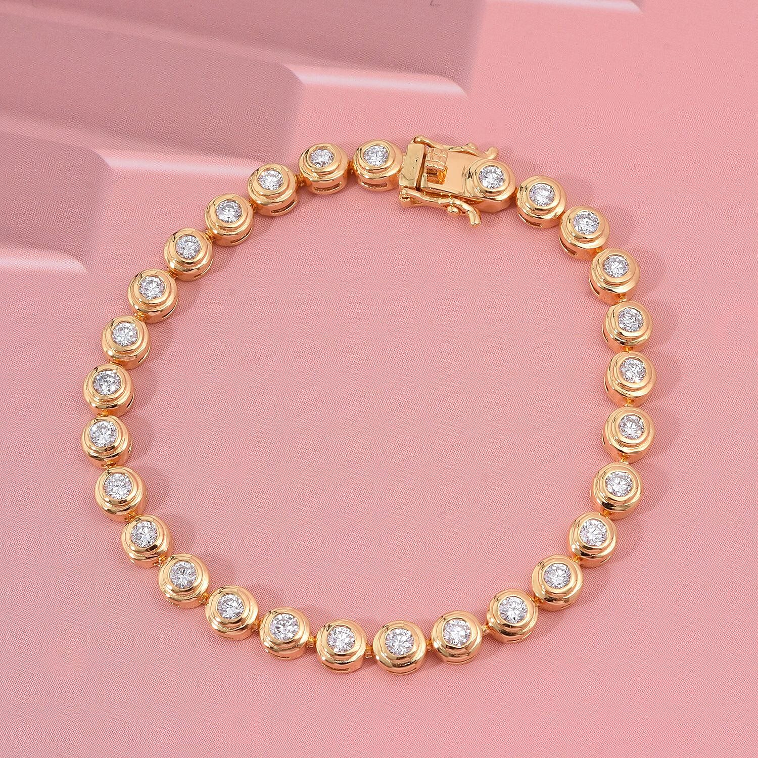LUXURIANT 3.30 Ct. Lab Grown Diamond Link Bracelet (Size 7.5) in Yellow Gold Plated Sterling Silver  (SI-GH) 8270712 1