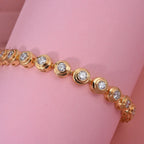 Luxuriant Lab Grown Diamond (SI-GH) Bracelet (Size 7.5) in Yellow Gold Plated Sterling Silver 3.30 Ct, Silver Wt. 12.70 Gms.