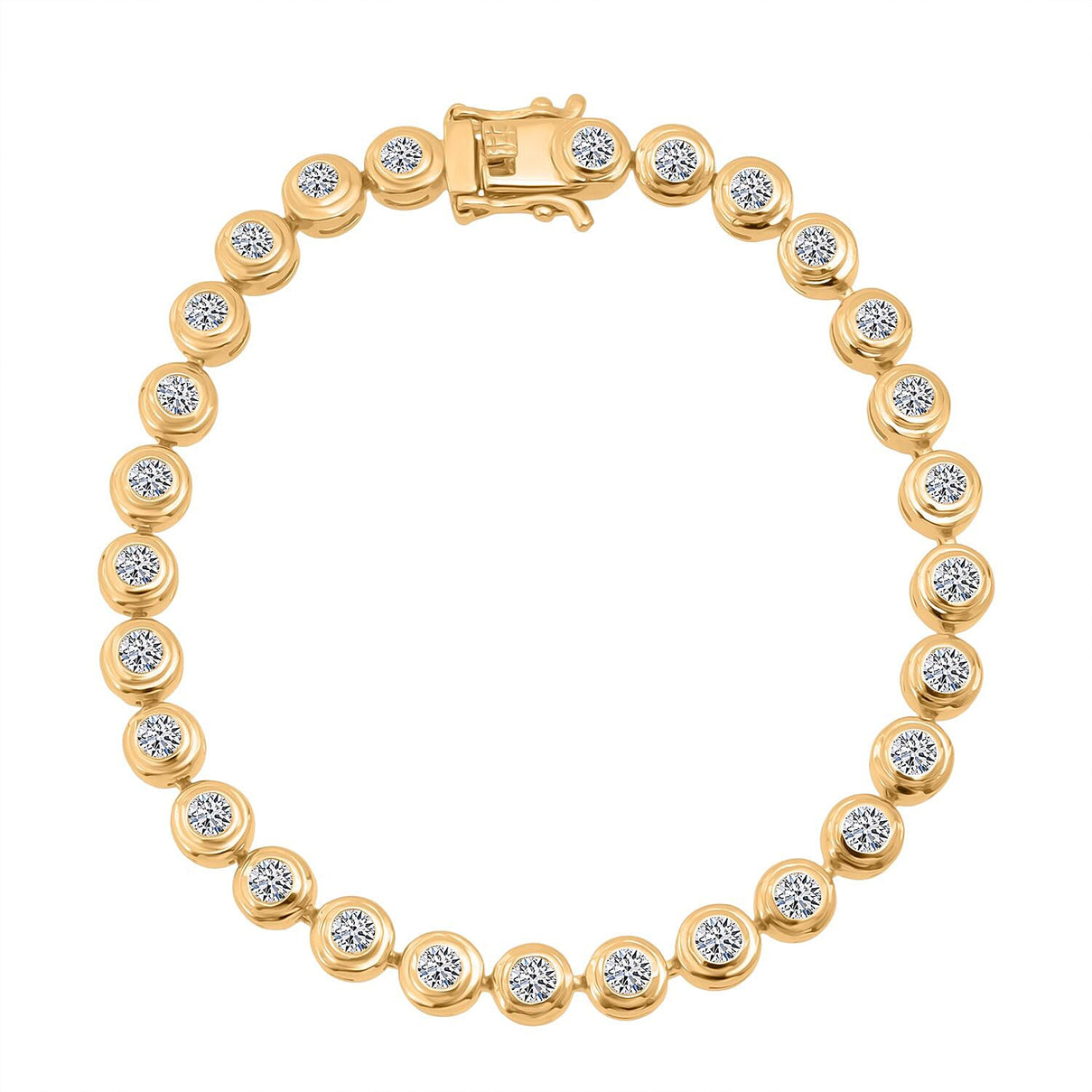 LUXURIANT 3.30 Ct. Lab Grown Diamond Link Bracelet (Size 7.5) in Yellow Gold Plated Sterling Silver  (SI-GH) 8270712 3