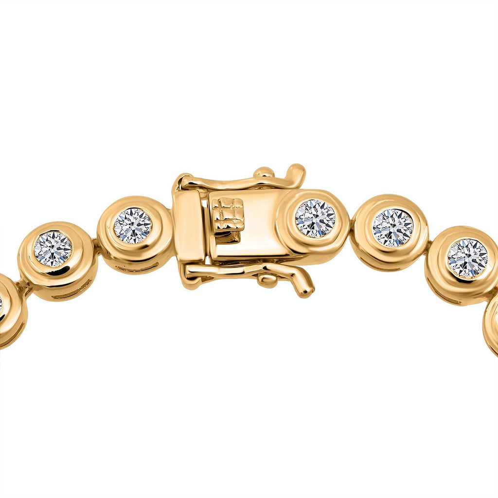 Luxuriant Lab Grown Diamond (SI-GH) Bracelet (Size 7.5) in Yellow Gold Plated Sterling Silver 3.30 Ct, Silver Wt. 12.70 Gms.