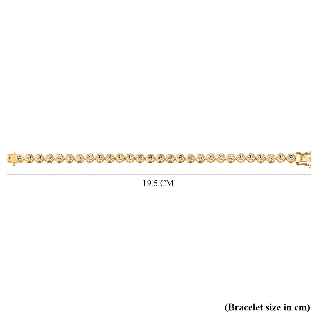 Luxuriant Lab Grown Diamond (SI-GH) Bracelet (Size 7.5) in Yellow Gold Plated Sterling Silver 3.30 Ct, Silver Wt. 12.70 Gms.
