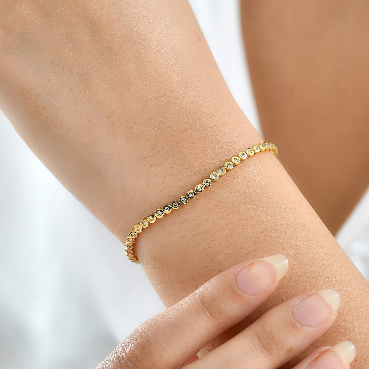 LUXURIANT Lab Grown Diamond Tennis Bracelet in 18K Vermeil Yellow Gold Sterling Silver 8320003 3