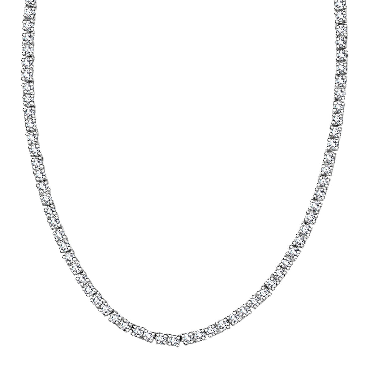 Luxuriant Lab Grown Diamond (SI-GH) Tennis Necklace 1 Row (Size 18) in Rhodium Overlay Sterling Silver 7.48 Ct, Silver Wt. 12.75 Gms. 8323890 0