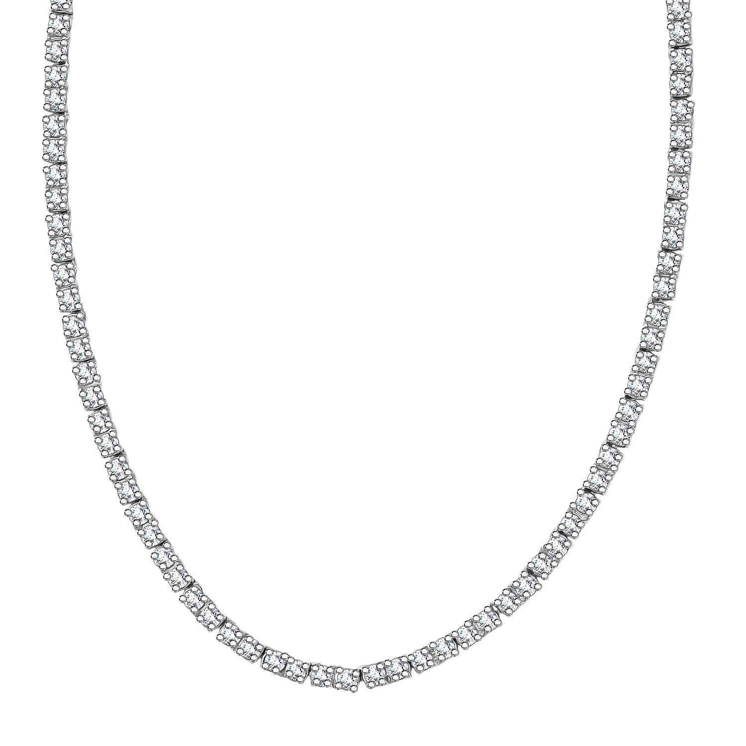 Luxuriant Lab Grown Diamond (SI-GH) Tennis Necklace 1 Row (Size 18) in Rhodium Overlay Sterling Silver 7.48 Ct, Silver Wt. 12.75 Gms. 8323890 0
