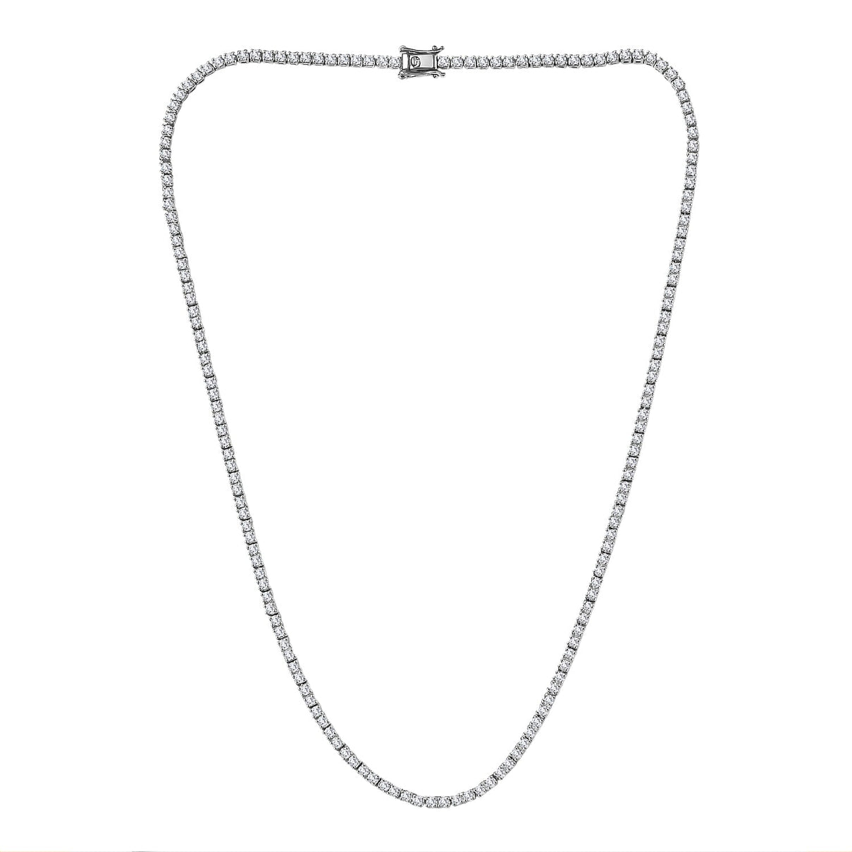 Luxuriant Lab Grown Diamond (SI-GH) Tennis Necklace 1 Row (Size 18) in Rhodium Overlay Sterling Silver 7.48 Ct, Silver Wt. 12.75 Gms. 8323890 3